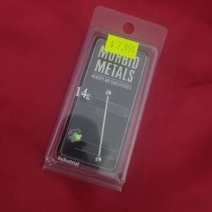 Morbid Metals Industrial 14G Barbell - Silver with Iridescent Accent
